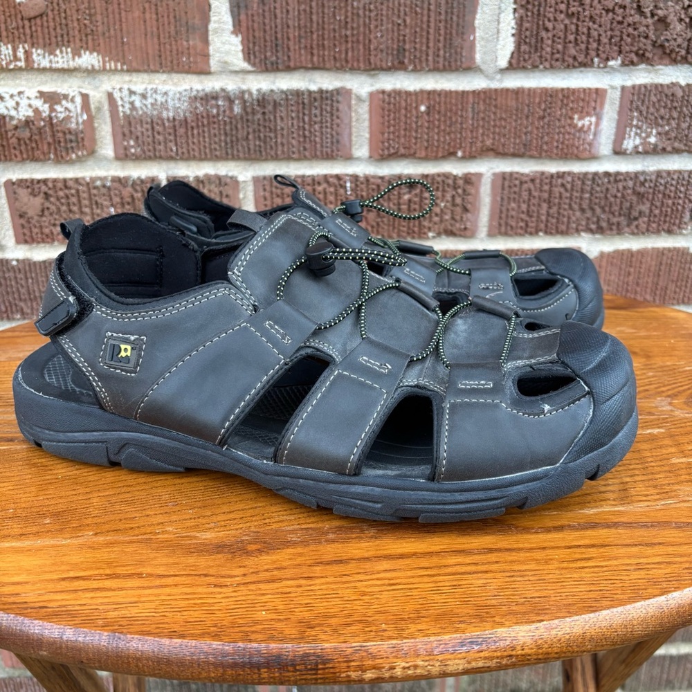 London Underground Men's Size 12 Black Sandals Brown RL02033